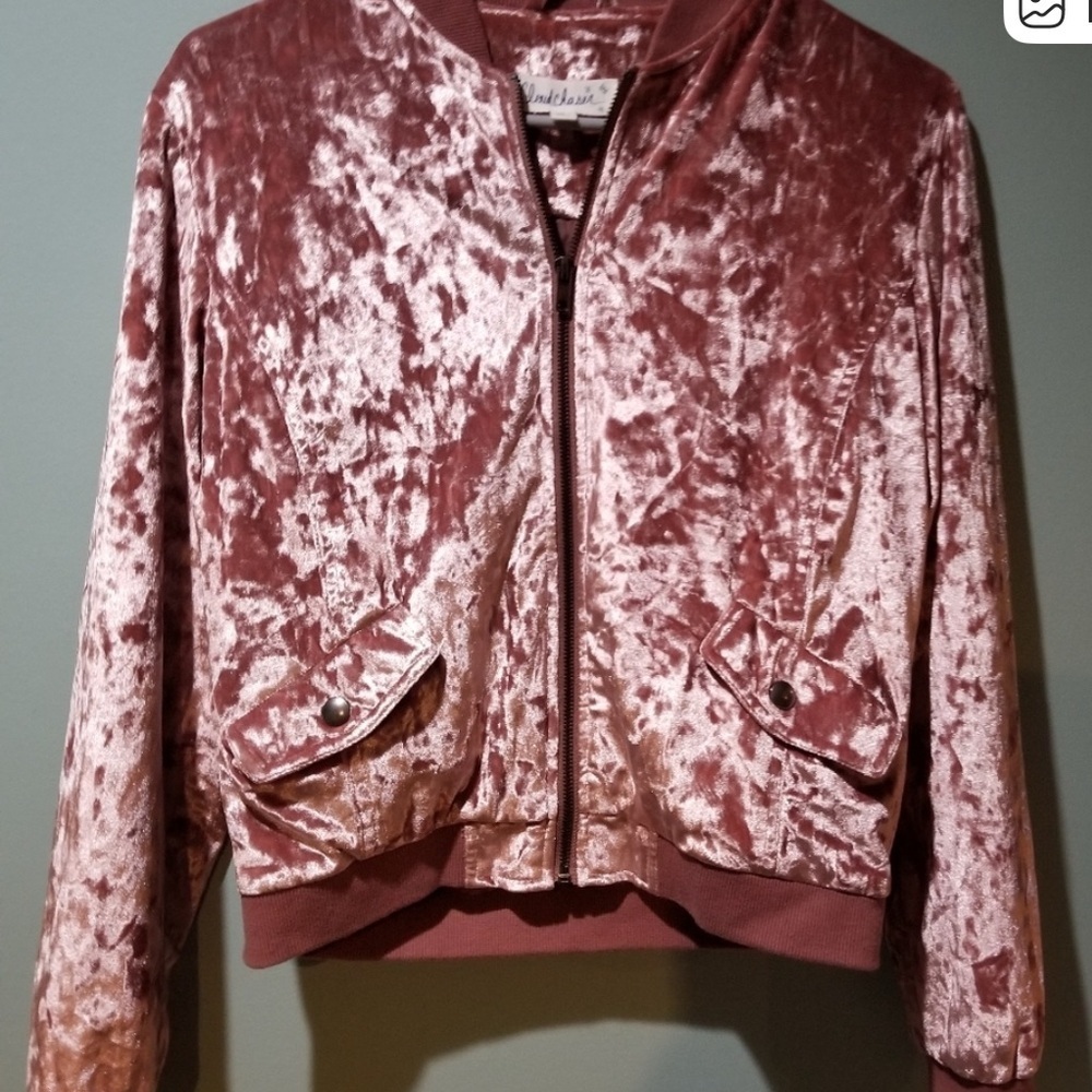 Cloud Chaser women’s sz L Rose Velvet Bomber Jacket spring summer cottagecore - Picture 2 of 6